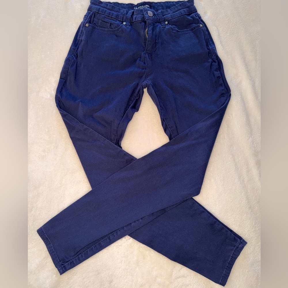 U.S. Polo Assn. Women's Skinny Pants in Navy Blue Check Description for Size